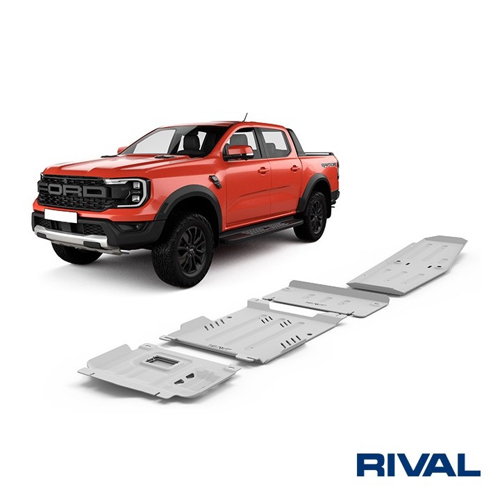 Zestaw osłon Rival — silnik, skrzynia, reduktor, zbiornik paliwa — aluminium 6 mm — Ford Ranger Raptor od 2022
