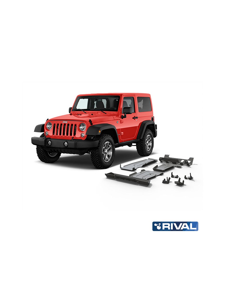 Zestaw osłon Rival — silnik, skrzynia, wydech, zbiornik, wahacze — aluminium 6 mm — Jeep Wrangler 2017-2021