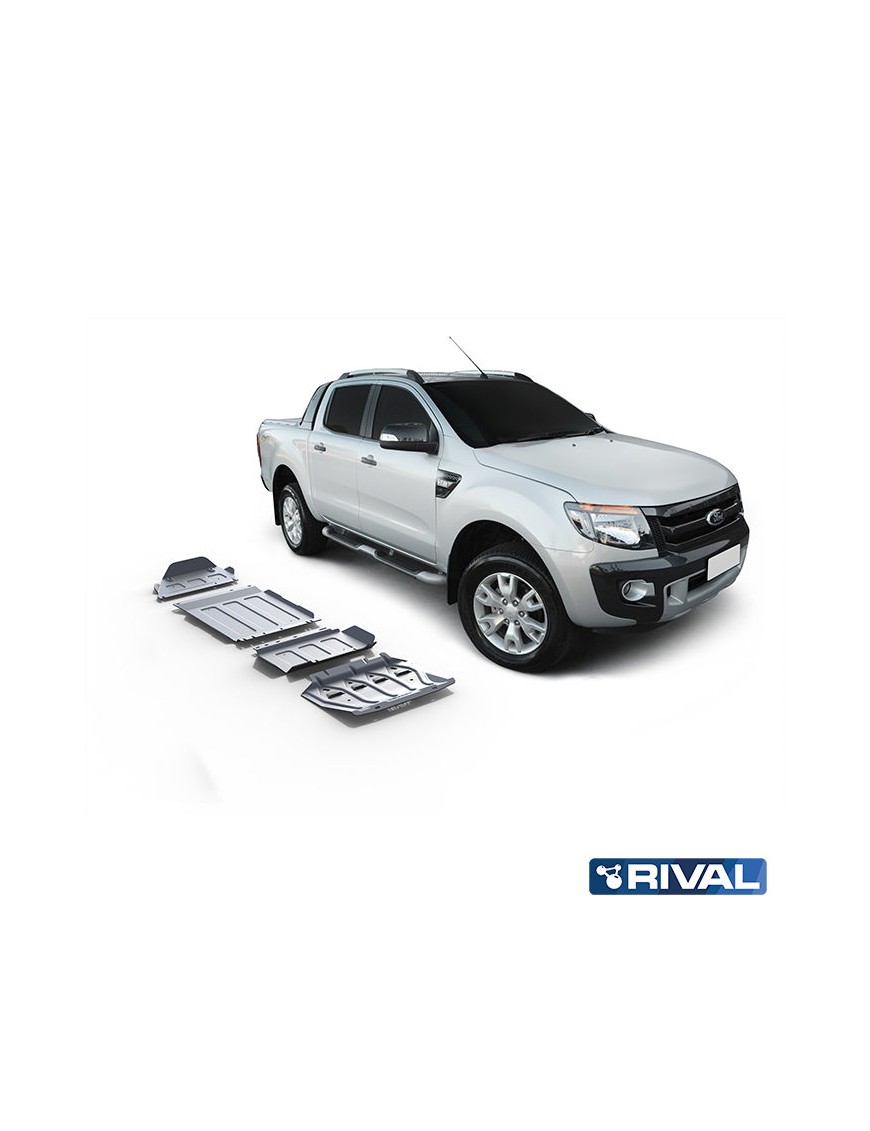 Zestaw osłon Rival 4 elementy — chłodnica, silnik, skrzynia, reduktor — alu 6 mm — Ford Ranger 2011-2022