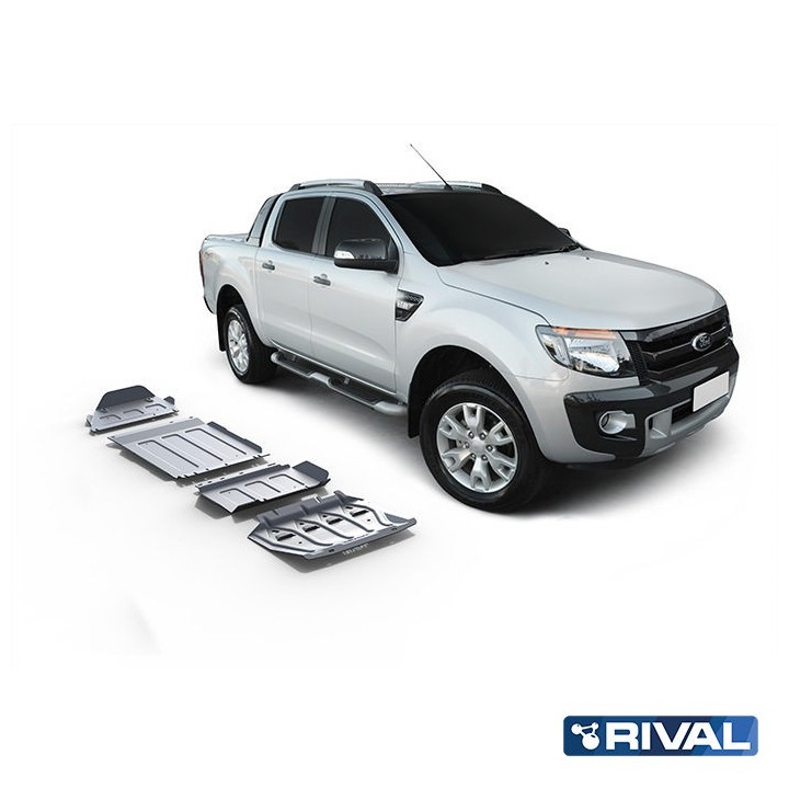 Zestaw osłon Rival 4 elementy — chłodnica, silnik, skrzynia, reduktor — alu 6 mm — Ford Ranger 2011-2022