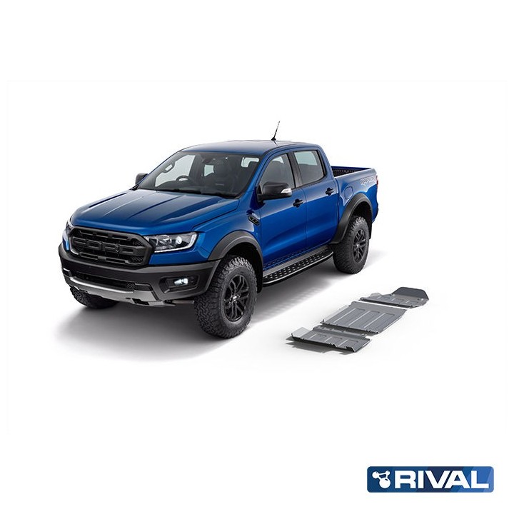 Zestaw osłon Rival — silnik, skrzynia, reduktor — aluminium 3,8 mm — Ford Ranger Raptor 2019-2022