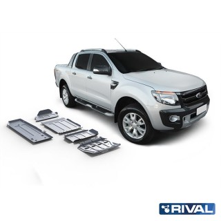 Zestaw osłon Rival 5 elementów — chłodnica, silnik, skrzynia, reduktor, zbiornik — alu 4 mm — Ford Ranger 2011-2022