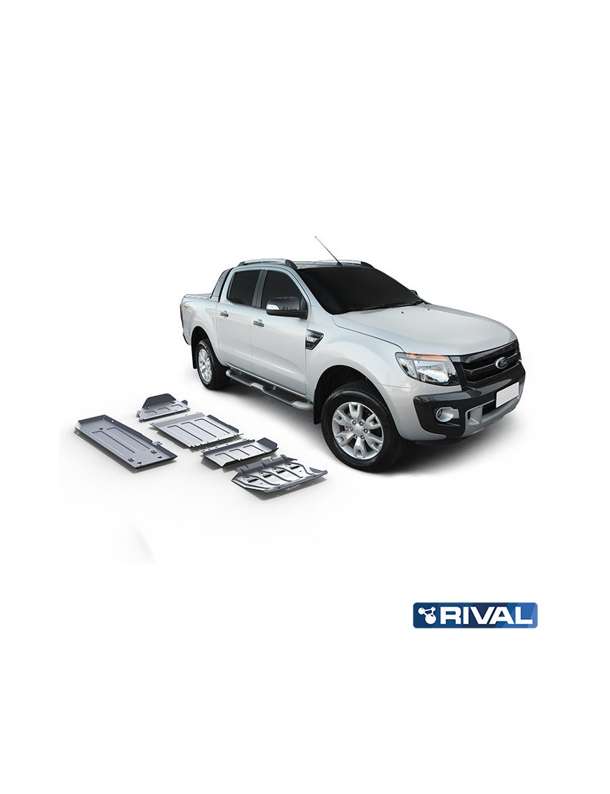 Zestaw osłon Rival 5 elementów — chłodnica, silnik, skrzynia, reduktor, zbiornik — alu 4 mm — Ford Ranger 2011-2022