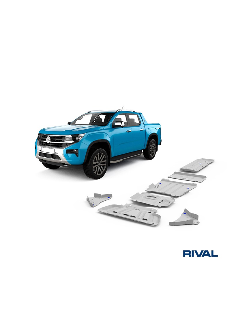 Zestaw osłon Rival 6 elementów — chłodnica, silnik, skrzynia, reduktor, bak, wahacze — alu 6 mm — Ford Ranger, VW Amarok od 2022