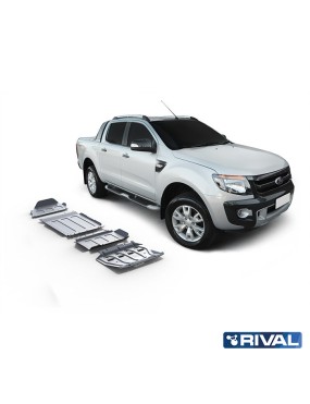 Zestaw osłon Rival 4 elementy — chłodnica, silnik, skrzynia, reduktor — alu 4 mm — Ford Ranger 2011-2022
