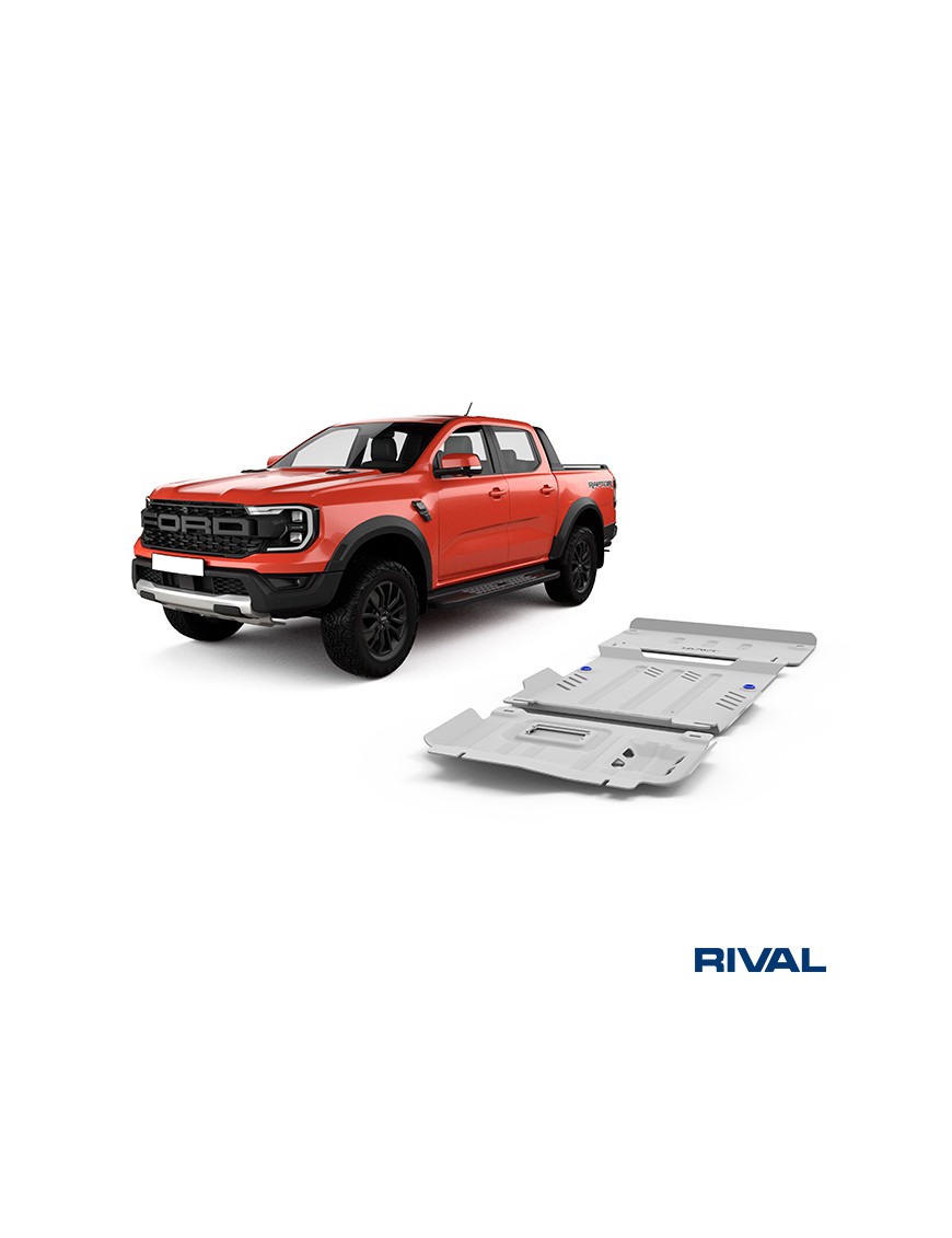 Zestaw osłon Rival — silnik, skrzynia, reduktor — aluminium 6 mm — Ford Ranger i Raptor, VW Amarok od 2022