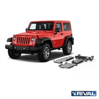 Zestaw osłon Rival 6 mm — silnik, skrzynia, reduktor, wydech, zbiornik paliwa — Jeep Wrangler 2017-2021