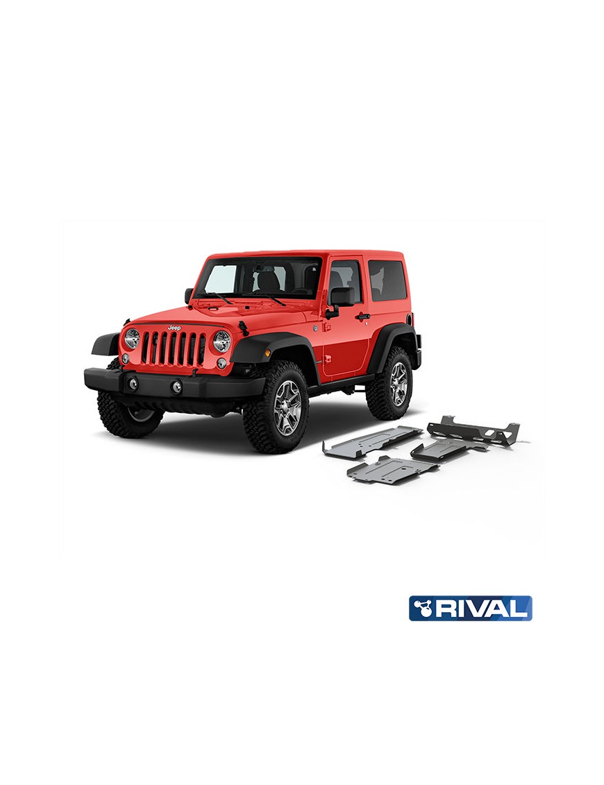 Zestaw osłon Rival 6 mm — silnik, skrzynia, reduktor, wydech, zbiornik paliwa — Jeep Wrangler 2017-2021