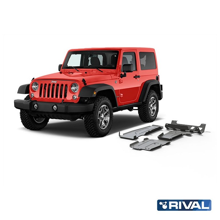 Zestaw osłon Rival 6 mm — silnik, skrzynia, reduktor, wydech, zbiornik paliwa — Jeep Wrangler 2017-2021
