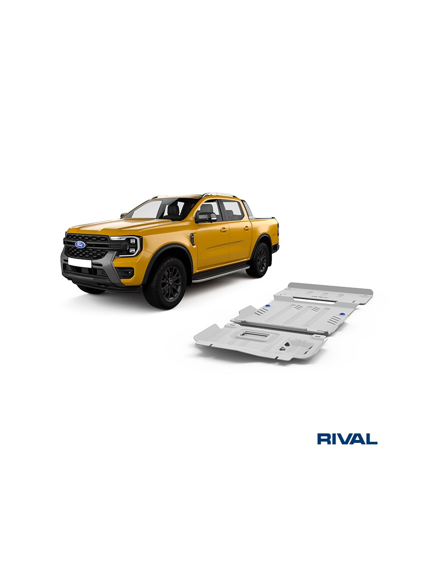 Zestaw osłon Rival — silnik, skrzynia, reduktor — aluminium 6 mm — Ford Ranger i Raptor, VW Amarok od 2022