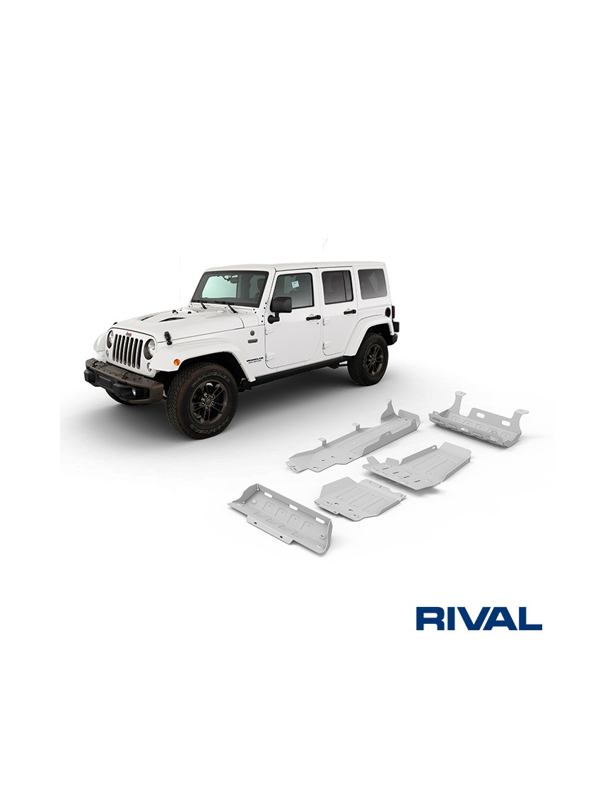 Zestaw osłon Rival — drążki, wydech, silnik, skrzynia, reduktor, zbiornik — Jeep Wrangler JK 4D 2.8 diesel 2007-2018