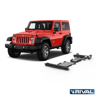 Zestaw osłon Rival — drążki, wydech, silnik, skrzynia, reduktor — Jeep Wrangler JL 2.0 i 3.6 2018-2021