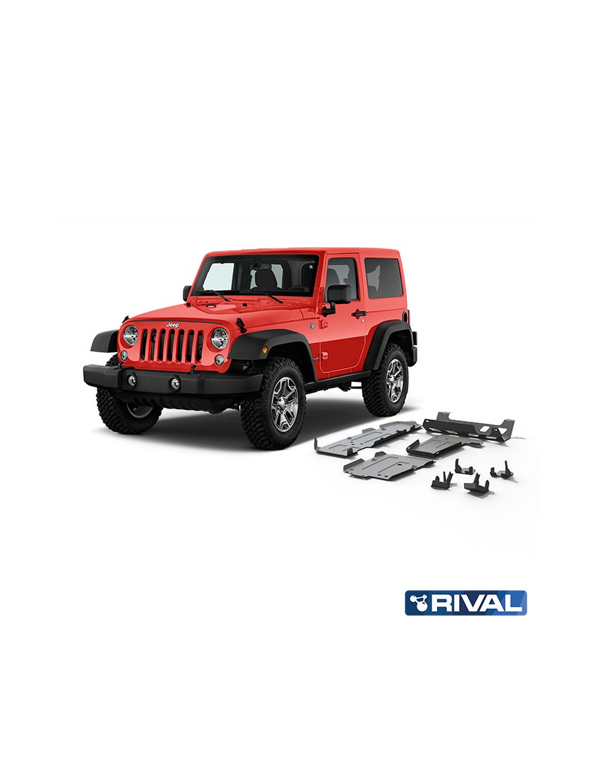 Zestaw osłon Rival — silnik, skrzynia, wydech, zbiornik paliwa, wahacze przednie i tylne — Jeep Wrangler JL 4D 2018-2021