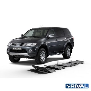 Zestaw osłon Rival 4 mm — chłodnica, silnik, skrzynia, reduktor — Mitsubishi L200, Pajero Sport