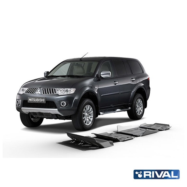 Zestaw osłon Rival 4 mm — chłodnica, silnik, skrzynia, reduktor — Mitsubishi L200, Pajero Sport