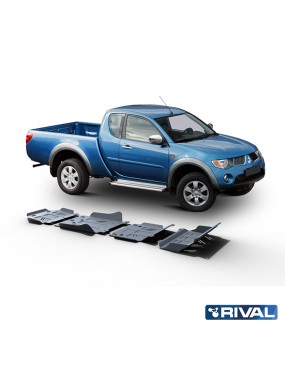 Zestaw osłon Rival 4 mm — chłodnica, silnik, skrzynia, reduktor — Mitsubishi L200, Pajero Sport