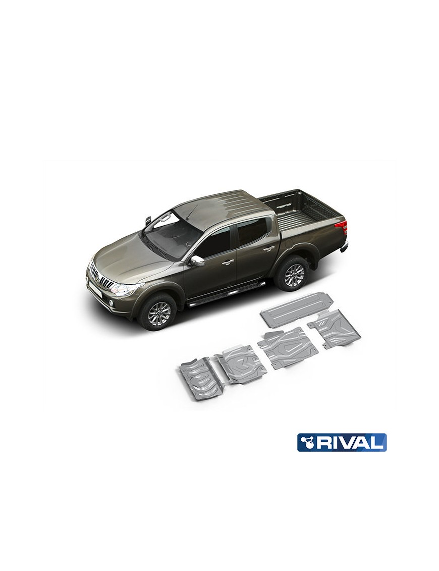 Zestaw osłon Rival 4 mm — chłodnica, silnik, skrzynia, reduktor, zbiornik — Mitsubishi L200, Pajero Sport