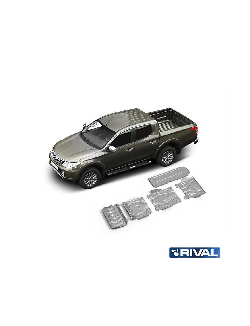 Zestaw osłon Rival 4 mm — chłodnica, silnik, skrzynia, reduktor, zbiornik — Mitsubishi L200, Pajero Sport