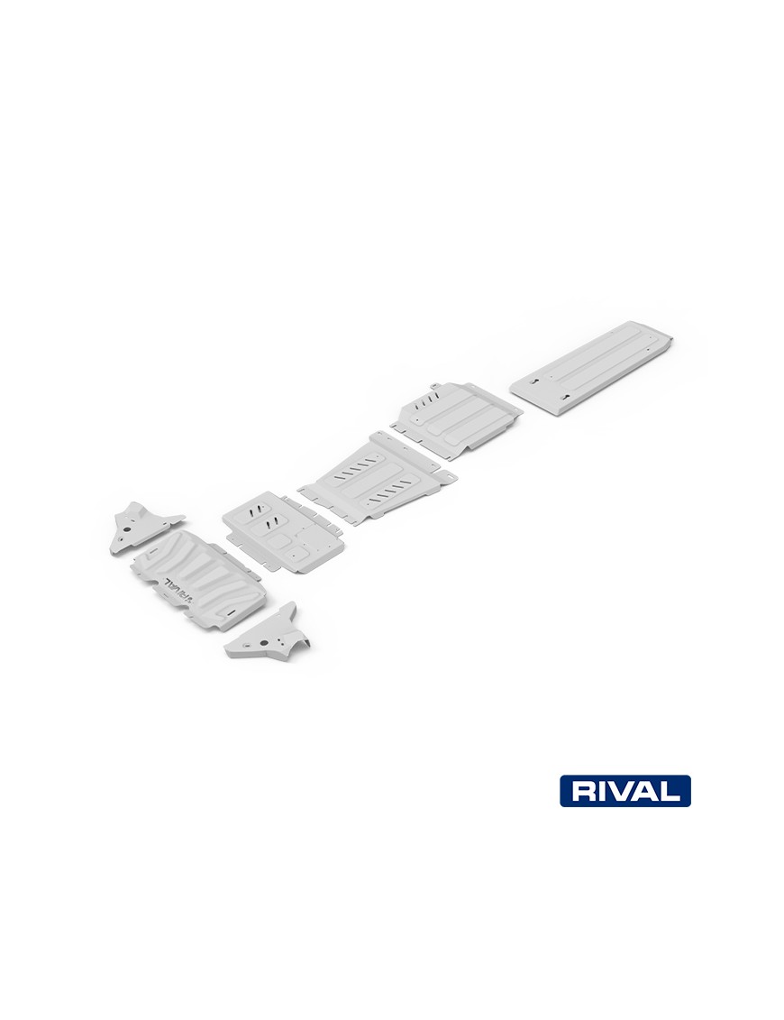 Zestaw osłon Rival aluminium 6 mm — chłodnica, silnik, skrzynia, reduktor, zbiornik, wahacze — Nissan Navara D23