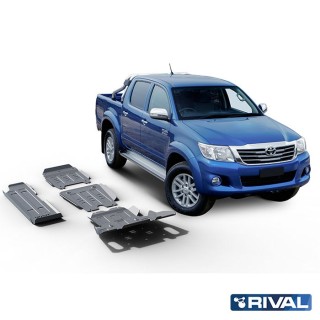 Zestaw osłon Rival alu 6 mm — chłodnica, silnik, skrzynia, reduktor, zbiornik paliwa — Toyota Hilux 2005-2015
