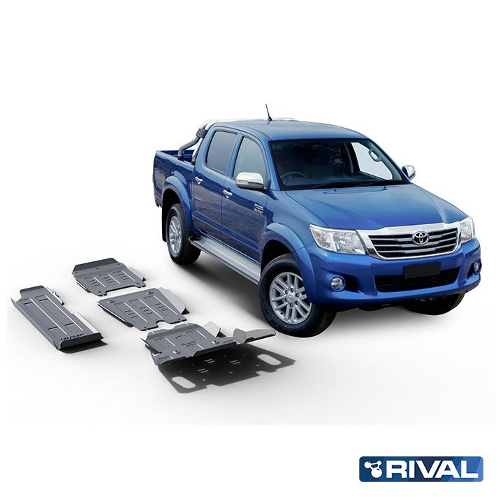 Zestaw osłon Rival alu 6 mm — chłodnica, silnik, skrzynia, reduktor, zbiornik paliwa — Toyota Hilux 2005-2015