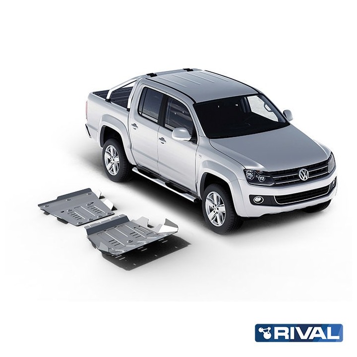 Zestaw osłon podwozia Rival 3,8 mm — chłodnica, silnik, skrzynia, reduktor — Volkswagen Amarok 2010-2016 2.0 TDI