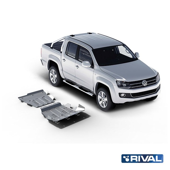 Zestaw osłon podwozia Rival 3,8 mm — chłodnica, silnik, skrzynia, reduktor — Volkswagen Amarok 2010-2016 2.0 TDI - ujęcie 2