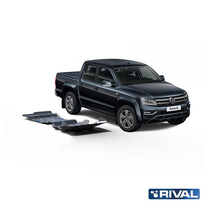 Zestaw osłon Rival — chłodnica, silnik, skrzynia, reduktor — aluminium 4 mm — VW Amarok 2010-2020 - ujęcie 2
