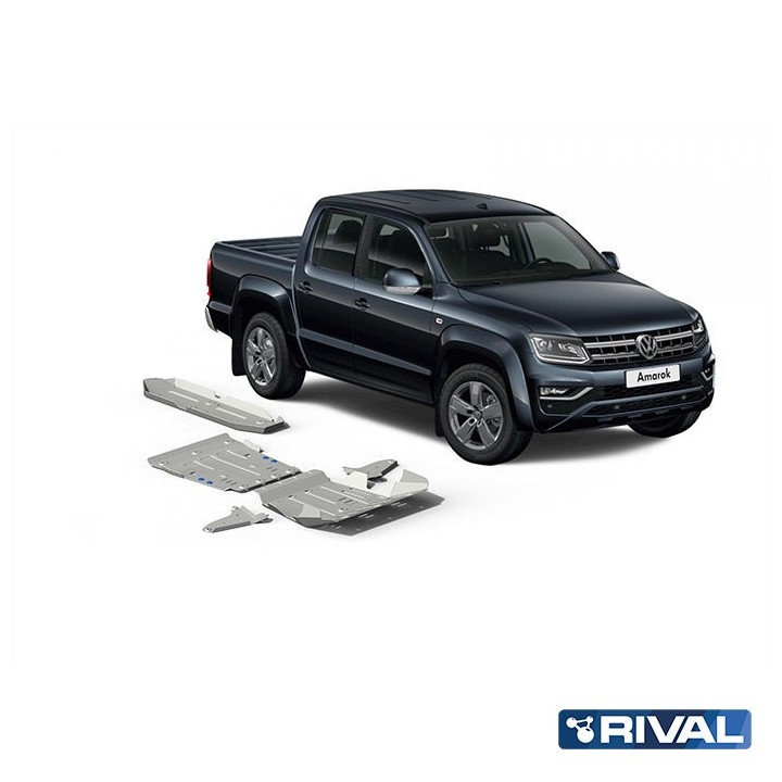 Zestaw osłon Rival — chłodnica, silnik, skrzynia, reduktor, wahacze, zbiornik — aluminium 4 mm — VW Amarok 2016-2020 - ujęcie 2
