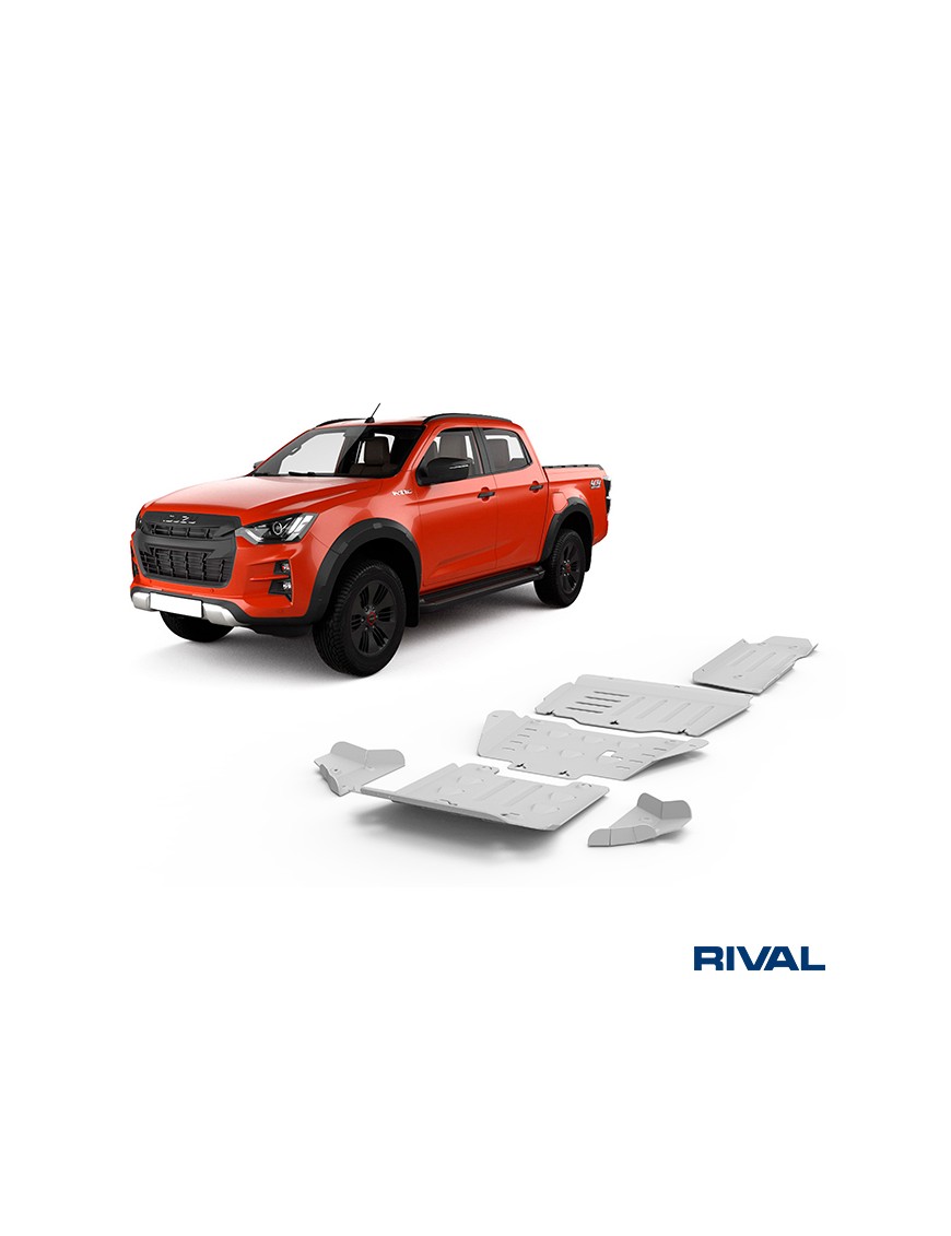 Zestaw osłon Rival — chłodnica, silnik, skrzynia, reduktor, zbiornik, wahacze — 6 mm — Isuzu D-Max od 2021