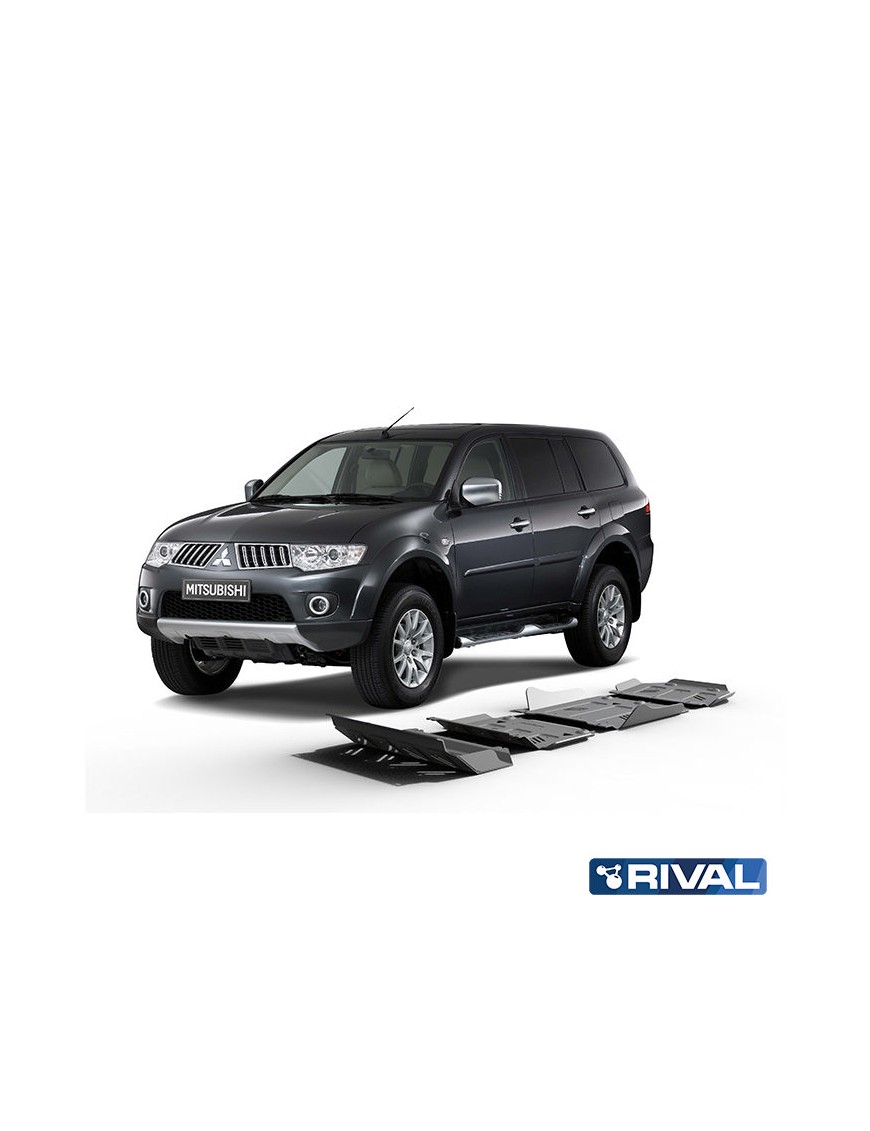 Zestaw osłon Rival 6 mm — chłodnica, silnik, skrzynia, reduktor — Mitsubishi L200, Pajero Sport