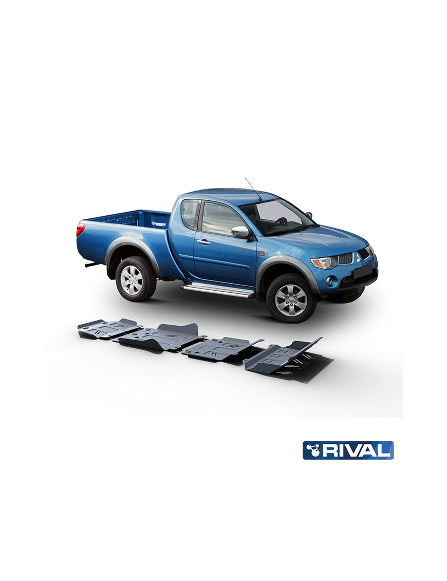 Zestaw osłon Rival 6 mm — chłodnica, silnik, skrzynia, reduktor — Mitsubishi L200, Pajero Sport