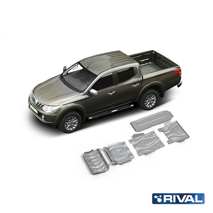 Zestaw osłon Rival 6 mm — chłodnica, silnik, skrzynia, reduktor, zbiornik — Mitsubishi L200, Pajero Sport