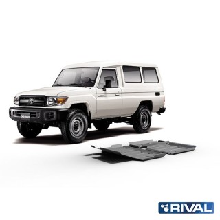 Zestaw osłon Rival 6 mm — drążki kierownicze, skrzynia, reduktor, zbiornik paliwa — Toyota Land Cruiser 70
