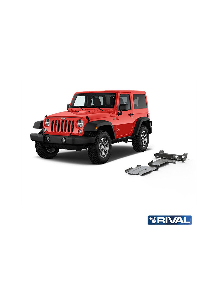 Zestaw osłon Rival — silnik, skrzynia biegów, tłumik — aluminium 6 mm — Jeep Wrangler JL 2018-2021