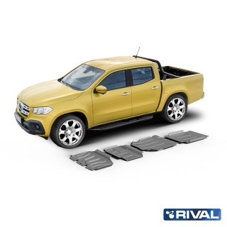 Zestaw osłon Rival aluminium 6 mm — chłodnica, silnik, skrzynia, reduktor — Mercedes-Benz X-Class 2,3 TD od 2018