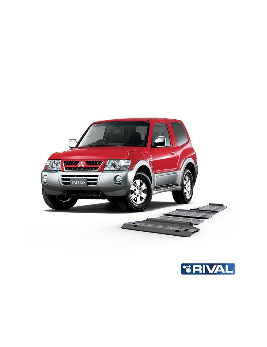 Zestaw osłon Rival — chłodnica, silnik, skrzynia, reduktor — Mitsubishi Pajero IV 2006-2022