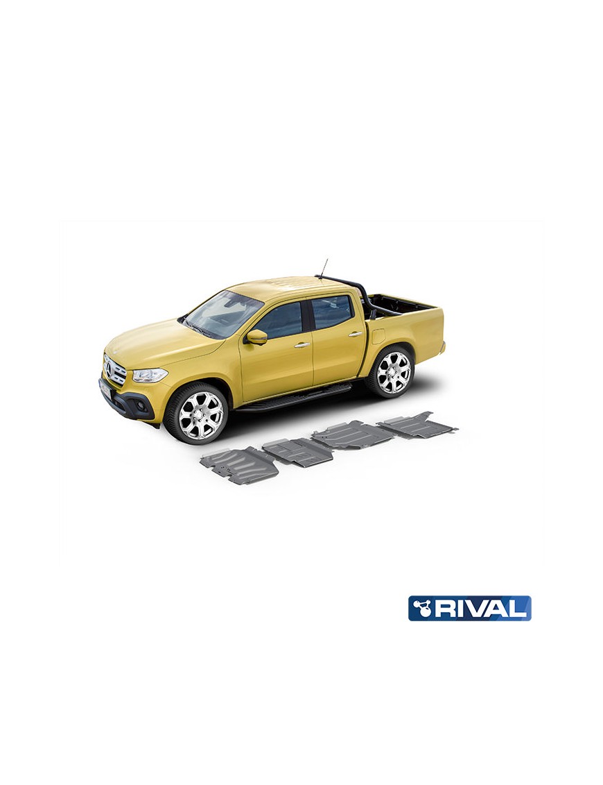 Zestaw osłon Rival aluminium 6 mm — chłodnica, silnik, skrzynia, reduktor — Mercedes-Benz X-Class 3,0 D V6 od 2018