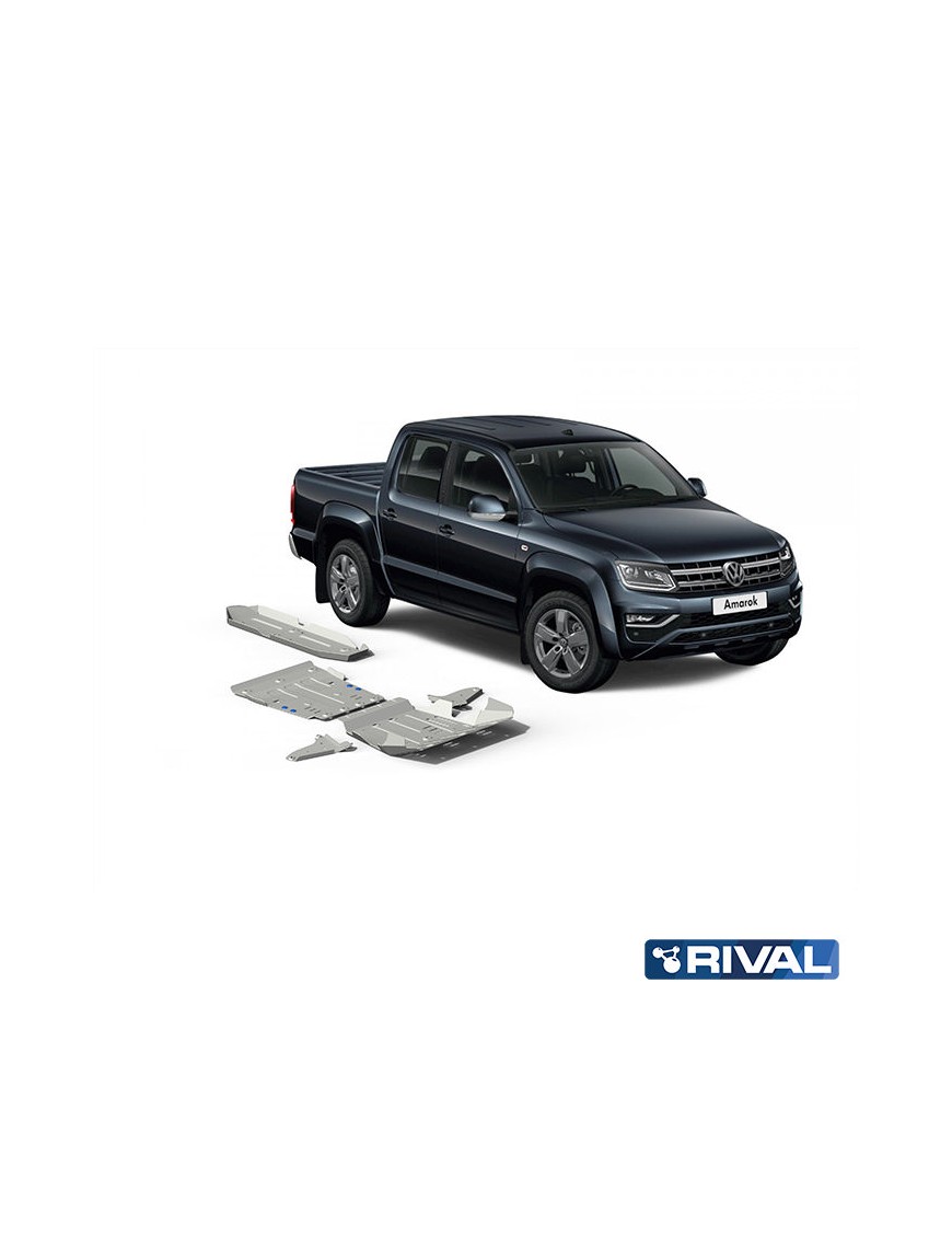 Zestaw osłon Rival — chłodnica, silnik, skrzynia, reduktor, wahacze, zbiornik — aluminium — VW Amarok 2016-2020