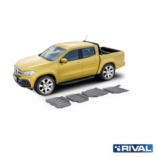 Zestaw osłon Rival aluminium 3,8 mm — chłodnica, silnik, skrzynia, reduktor — Mercedes-Benz X-Class 3,0 D V6 od 2018