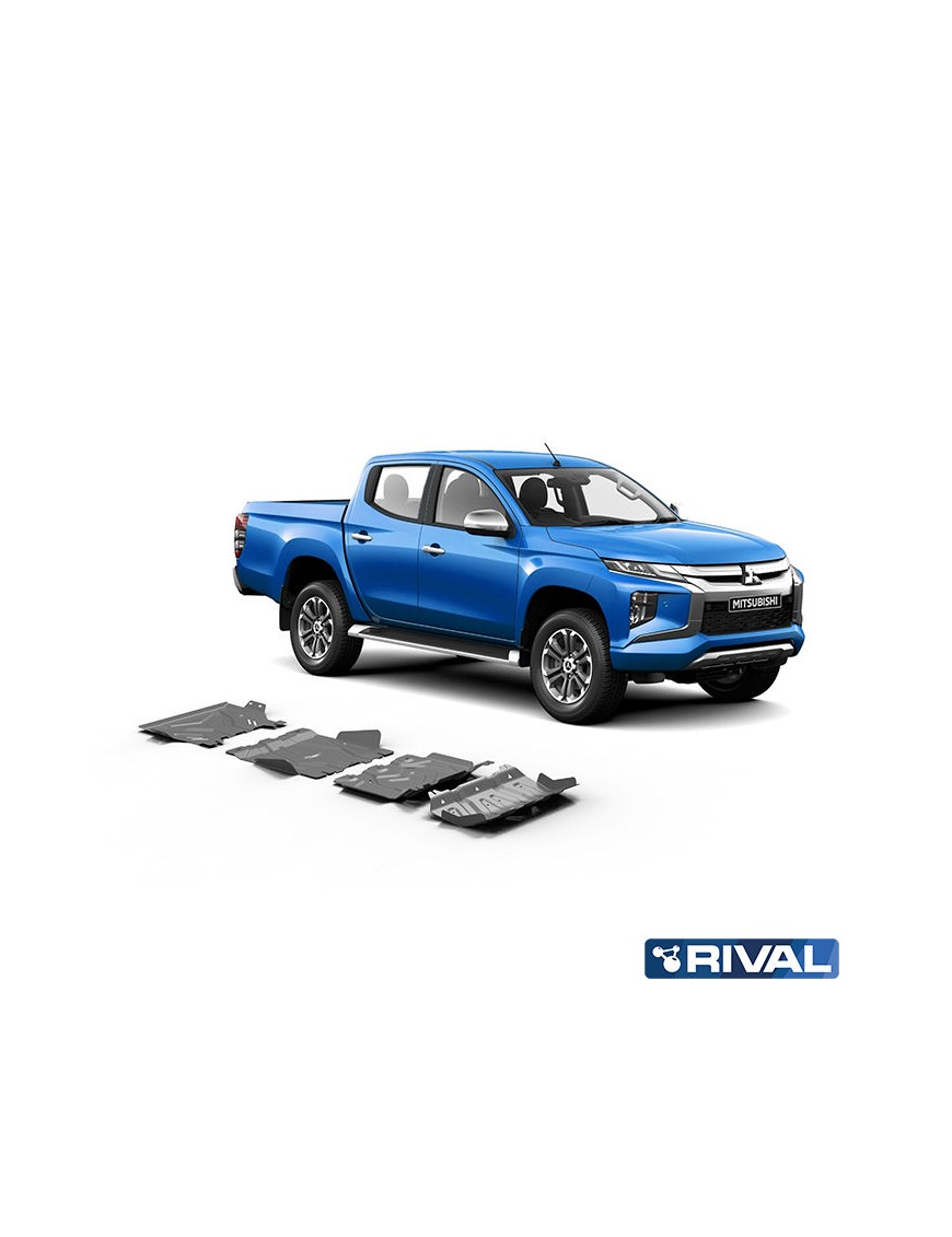 Zestaw osłon Rival alu 3,8 mm — chłodnica, silnik, skrzynia, reduktor — Mitsubishi L200 2015-2023, Pajero Sport