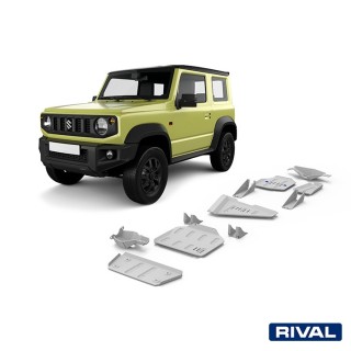 Zestaw osłon Rival 6 mm — drążki, skrzynia, reduktor, zbiornik paliwa, wahacze — Suzuki Jimny od 2018