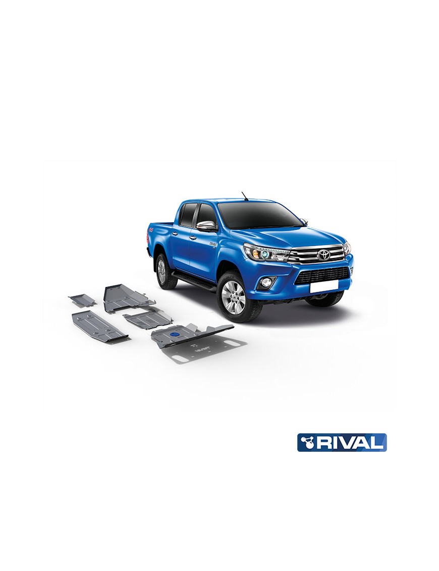Zestaw osłon Rival alu 4 mm — chłodnica, silnik, skrzynia, reduktor, AdBlue, bak — Toyota Hilux 2015-2020