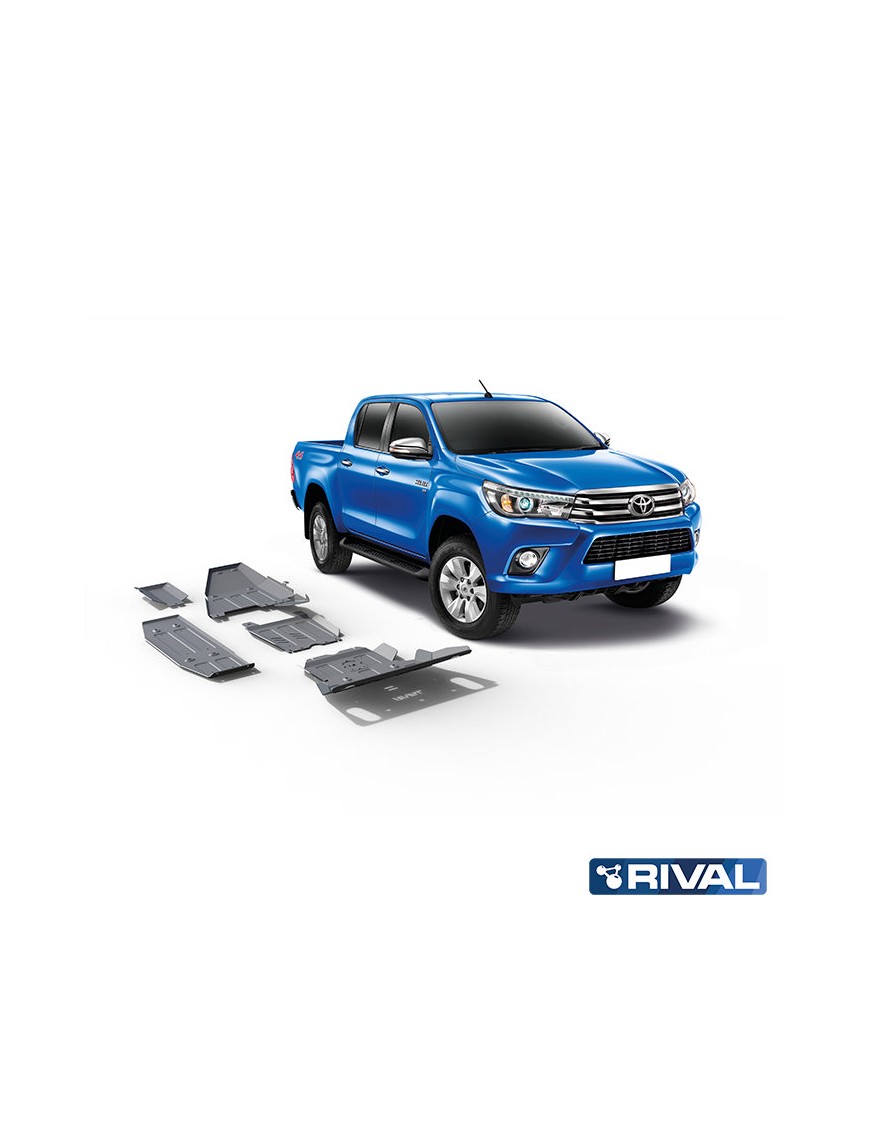 Zestaw osłon Rival alu 4 mm — chłodnica, silnik, skrzynia, reduktor, AdBlue, bak — Toyota Hilux 2015-2020