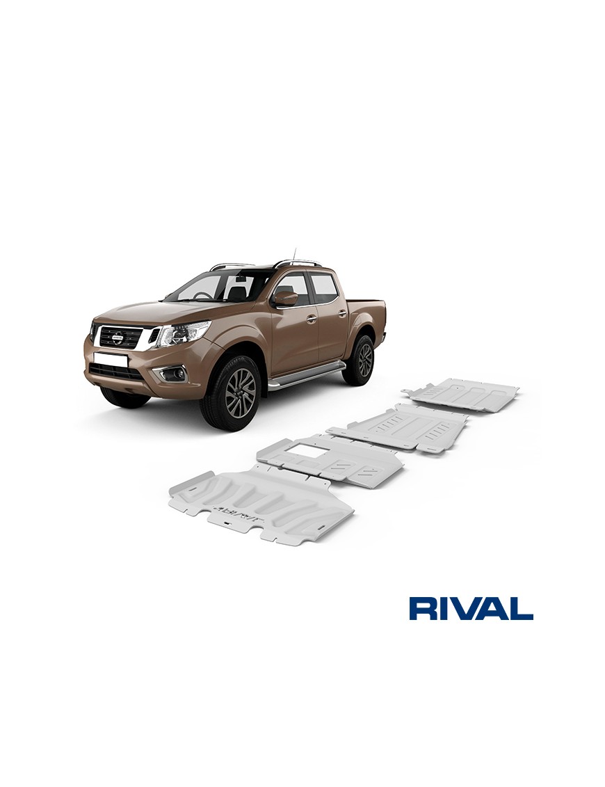 Zestaw osłon Rival aluminium 6 mm — chłodnica, silnik, skrzynia, reduktor — Renault Alaskan od 2017