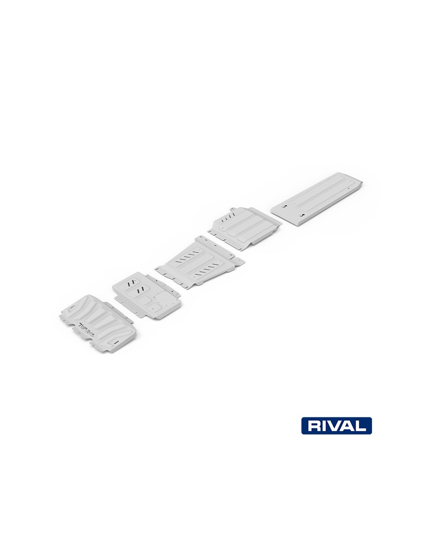 Zestaw osłon Rival aluminium 6 mm — chłodnica, silnik, skrzynia, reduktor, zbiornik — Nissan Navara