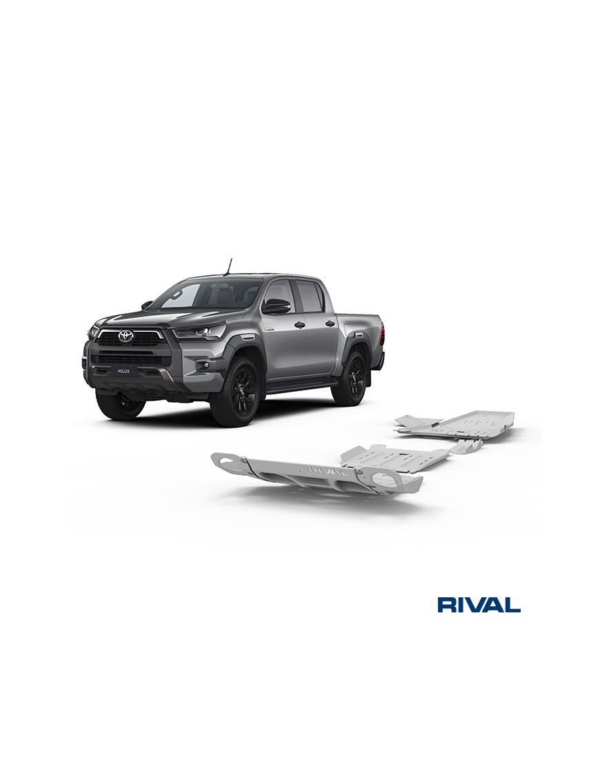 Zestaw osłon Rival alu 6 mm — chłodnica, silnik, skrzynia, reduktor, AdBlue, sonda — Toyota Hilux 2015-2022