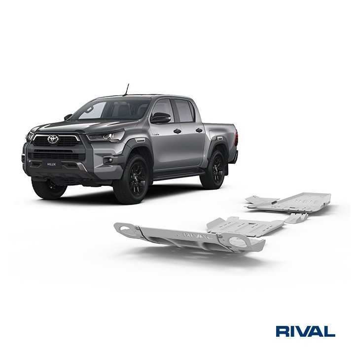 Zestaw osłon Rival alu 6 mm — chłodnica, silnik, skrzynia, reduktor, AdBlue, sonda — Toyota Hilux 2015-2022