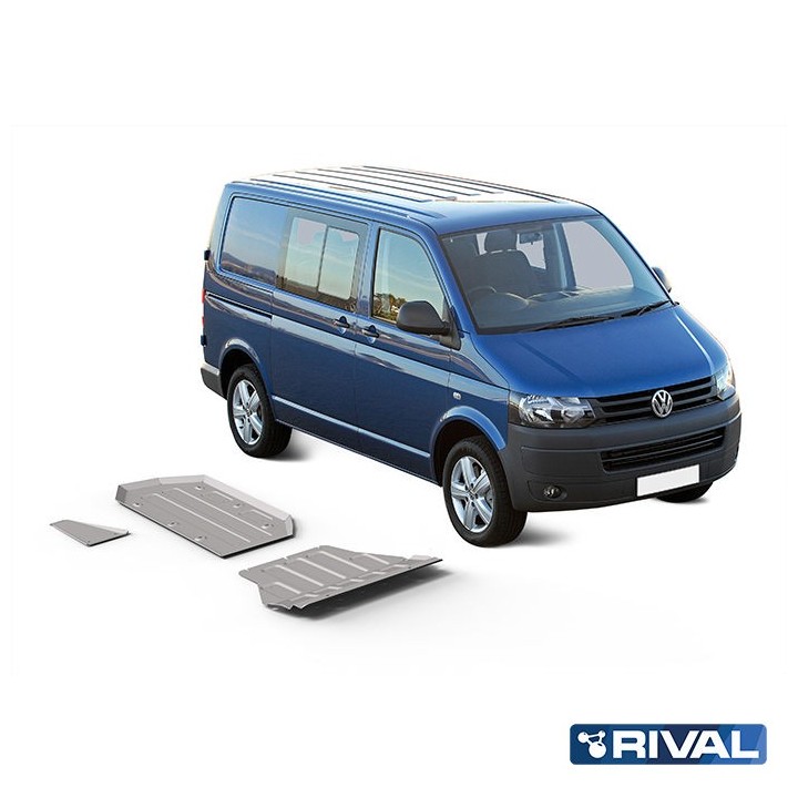 Zestaw osłon Rival 4 mm — silnik, skrzynia, wydech, zbiornik — VW Transporter, Caravelle, Multivan 2003-2024