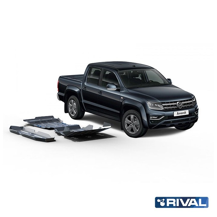 Zestaw osłon Rival — chłodnica, silnik, skrzynia, reduktor, zbiornik — aluminium 6 mm — VW Amarok 2016-2020